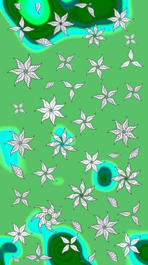 Düz Çiçek Elementleri Tasarımı. Raster. Renkli Bahar Teması çizim şablonu.