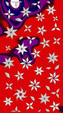 Kırmızı ve nötr renklerde çiçekler. Çiçekli karalama şeklinde Raster çiçek deseni. Nazik, narin çiçek arkaplanı.