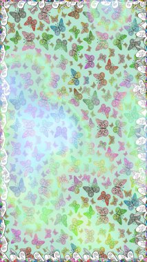 Web sayfası geçmişleri, duvar kağıtları, tekstil ve yüzey dokuları için mükemmel. Raster illüstrasyonu. Raster. Tarafsız ve yeşil arka plandaki suluboya kelebeklerin. Kusursuz desen.