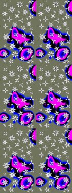 Çizim çiçek deseni duvar kâğıdı olarak kullanılabilir. Yeşil renkli çiçekler. Raster illüstrasyonu.