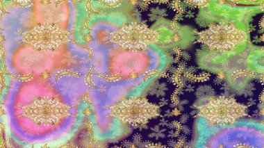 Tarafsız renklerde ve altın elementlerle geleneksel klasik altın raster deseni. Barok tarzında eskiz doğulu süsü..