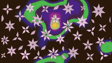 Suluboya etkisi. Botanik çizim kalıbı. Organik elementler. Raster deseni.