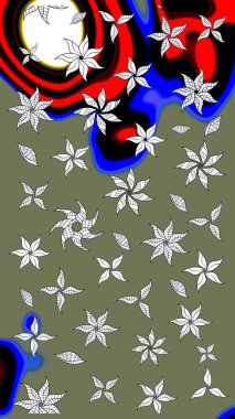 Karalama çiçekleri çizim kalıbı. Sanat, çiçeklere ilham verir ve arka plan bırakır. Yeşil el çizimi desen. Raster deseni.