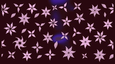 Dallı bahar çiçekleriyle desen, kahverengi renklerle çiçek siluetiyle desen. Raster deseni.