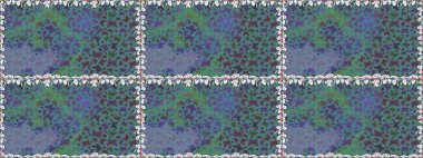 Raster illüstrasyonu. Renkli kelebeklerin kusursuz arka planı. Giysi tasarımı için mavi arkaplanda dekor.