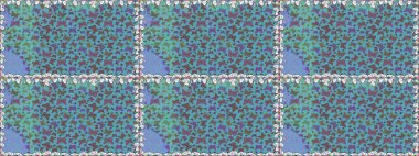 Kusursuz bir arka plan. Raster illüstrasyonu. Mavi ve kahverengi renkli resimler. Yüzey dokuları, duvar kağıtları, web sayfası geçmişi, tekstil için mükemmel. Renkli sevimli kelebek.