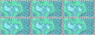 Mavi ve yeşil arka planda kelebekler. Kusursuz. Raster illüstrasyonu. Kelebekli tasarım. Sonsuz. Çizim, karalama, karalama.