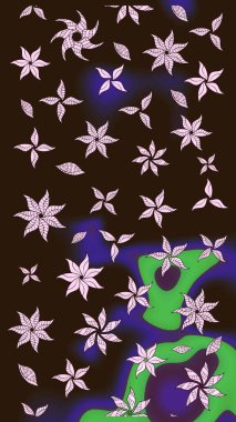 Raster deseni. Süslü kumaş deseni. Çiçekli çiçek deseni, suluboya..