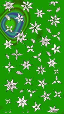 Raster. Düz Çiçek Elementleri Tasarımı. Renkli Bahar Teması çizim şablonu.