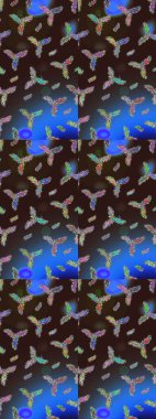 Güzel soyut kar tanesi raster tasarımı. Yeni yıl kar tanesi. Düz kar karalama ikonları, kar taneleri silueti kahverengi, mavi ve gri renkler Noel afişi için, kartlar.