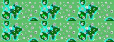 Çizim çiçek deseni duvar kâğıdı olarak kullanılabilir. Yeşil renkli çiçekler. Raster illüstrasyonu.