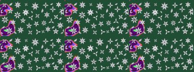 Çiçek yeşili eskiz deseni. Raster Yumuşak kumaş deseni. Raster çiçek izi. Klasik taslak çizimi.