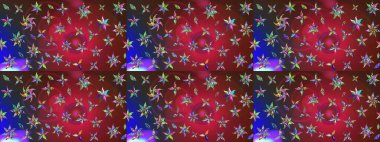 Kırmızı ve kahverengi renkte zarif çiçekli suluboya. Renkli Bahar Teması eskiz kalıbı. Raster illüstrasyonu. Düz Çiçek Elementleri Tasarımı.