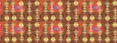 Kahverengi, turuncu ve sarı renkli kar tanesi süsü. Kar tanesi süsü Raster illüstrasyonu. Kar taneleri izole edildi. Güzel süs eşyası..