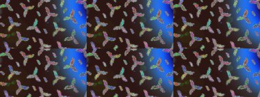 Raster resim. Renkli arka plan üzerinde izole suluboya kar taneleri. Kış. Kış sembolü.