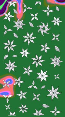 Yeşil ve nötr renklerde parlak çiçekli halı deseni.