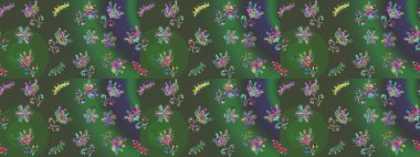 Son moda kar taneleri ve elementler onun kartlarını gösteriyor. Retro tarzı, kış elementleri. Modern soyut tasarım posteri, kapak, yeşil, mor ve mavi renkli kart tasarımı. Kar taneleri tasarımı.