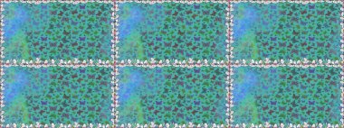 Kelebekli Raster çiçeksiz desen. Kağıt, kumaş ve ambalaj için uygun. Mavi renkli illüstrasyon.