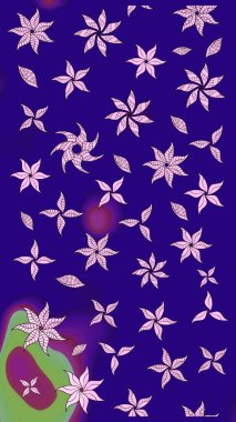 Küçük çiçekte hoş bir çiçek deseni var. Çiçeksel elementlerle süslenmiş zarif raster dokusu. Parlak çiçekli mavi renkler üzerine soyut çizim deseni.