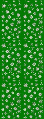 Yeşil renkli bitkilerden oluşan parlak çiçekli çizim deseni.