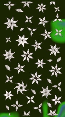 Tekstil için figür. Davetiye ve kartpostal tasarımı için dekoratif çiçek unsurları. Poster ya da kapak için arka plan. Şirin, zarif çiçekler Raster illüstrasyonu. Yapraklı çizim deseni.