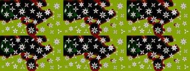 Raster illüstrasyonu. Çizim çiçek deseni duvar kâğıdı olarak kullanılabilir. Yeşil renkte çiçekler.