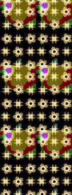 Düşen Noel stili kar taneleri. Güzel, siyah, kahverengi ve sarı kar taneleri renkli bir arka planda izole edilmiş. Kar taneleri, kar yağışı. Görüntü.