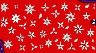 Sevimli çiçek raster deseni. Düz Çiçek Elementleri Tasarımı. Renkli Bahar Teması eskiz kalıbı. Kırmızı ve nötr renkte çiçekler.