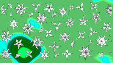 Düz Çiçek Elementleri Tasarımı. Renkli Bahar Teması eskiz kalıbı. Çocuk stili. Çiçekli çizim raster arkaplanı.