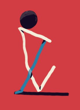 Dengeli formlar ve kırmızı ve mavi ile soyut şekiller. Ciltle Soyut Modernizm Boyama. Bauhaus ve Kandinsky titreşimleri. Matbaa ve Poster için. Kırmızıda İzole Edildi