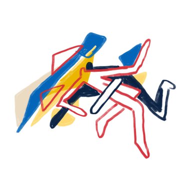 İmdat, soyut insanlar resim çizimlerini renk şekilleriyle çiziyorlar. Resim, Modern Soyut Graffiti çizimi. Birincil Renk ile boya. Yazdırma ve Poster için çağdaş sanat