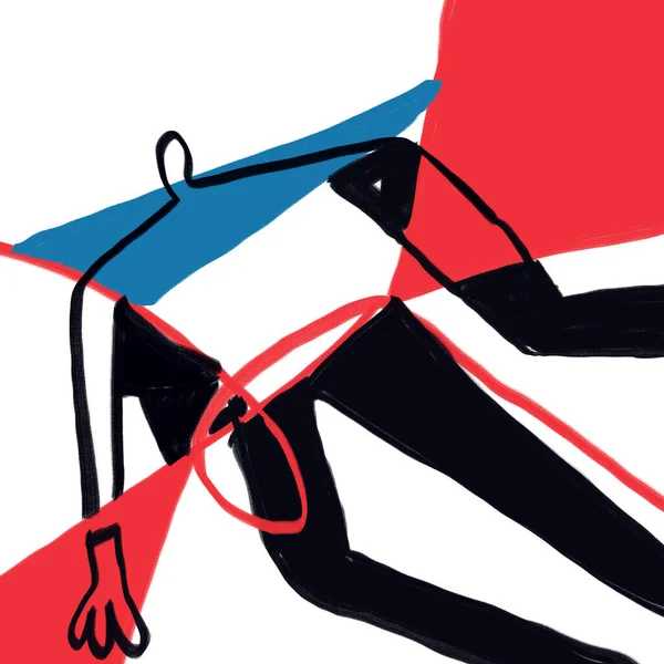 Фігура Кольорова Форма Абстрактний Живопис Basquiat Mondrian Vibe Art Друку — стокове фото