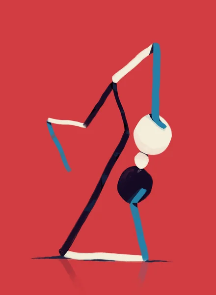 Dengeli formlar ve kırmızı ve mavi ile soyut şekiller. Ciltle Soyut Modernizm Boyama. Bauhaus ve Kandinsky titreşimleri. Matbaa ve Poster için. Kırmızıda İzole Edildi
