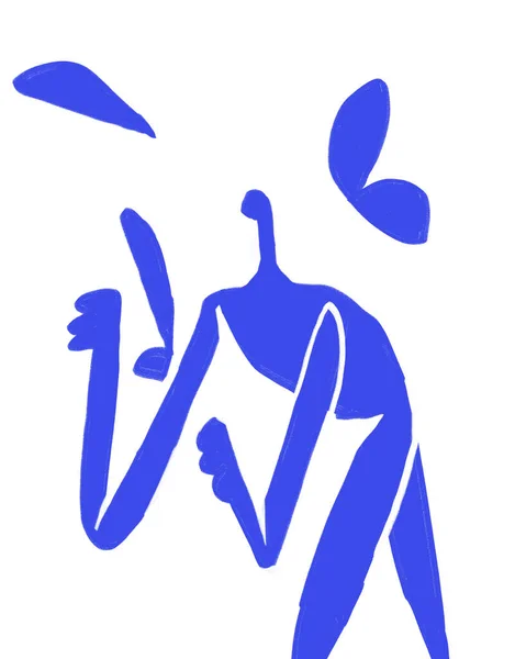 Blaue Körperfigur Moderne Und Abstrakte Form Für Den Druck Trendiges — Stockfoto