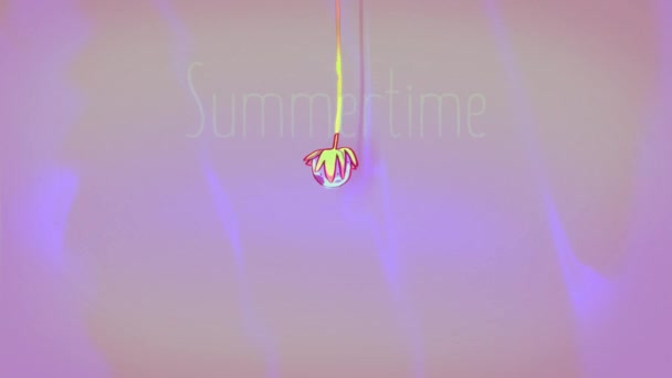 Summertime Text Growth Strawberry Animation 80S 90S Retro Style Sunset — Wideo stockowe