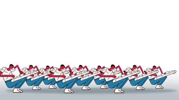 Animasi Sarkastik Dengan Beberapa Orang Dinamis Mengetik Sangat Cepat Pada — Stok Video