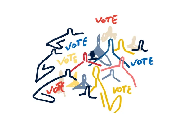 Votez Avec Des Gens Abstraits Expressionnisme Keith Haring Art Style — Photo
