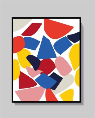 Vektör Soyut Sanat ve Birincil Renkli Kolaj. Moda, basit ve minimalist modern sanat. Baskı ve poster için.