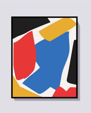 Vektör Posteri ve kolaj Matisse ve Bauhaus 'un sanat tarzını yansıtıyor. Moda, basit ve minimalist modern sanat. Baskı ve duvar sanatı için.