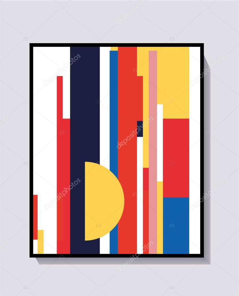 Vector Collage Poster, geometric design template Bauhaus style design. Art for print and wall art. Modern and 20s.