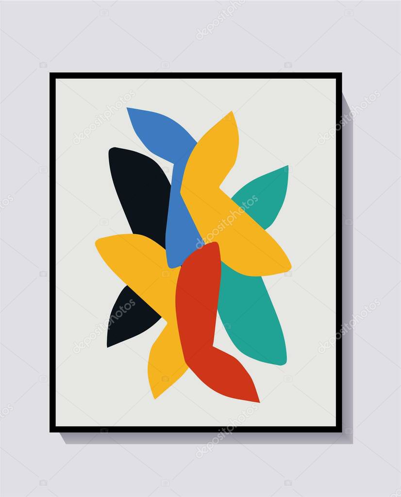 Vector Poster and collage template Matisse and Bauhaus art style. Trendy simple and minimalist modern art. For print and wall art.