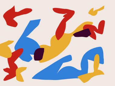 Soyut sanat baskısı. Moda çiçek tasarımını şekillendirir. Moda ve Minimalist modern sanat. Baskı, sanat ürünleri, poster ve tekstil için. Matisse ve Bauhaus titreşimleri.