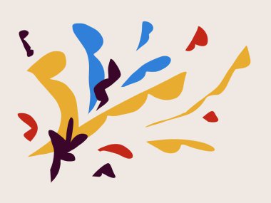 Soyut sanat baskısı. Moda, basit şekiller ve çiçek. Moda ve Minimalist modern sanat. Baskı, sanat eseri ve poster için. Matisse ve Bauhaus titreşimleri.