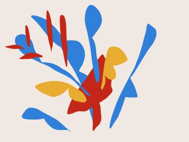 Soyut sanat baskısı. Moda, basit şekiller ve çiçek. Moda ve Minimalist modern sanat. Baskı, sanat eseri ve poster için. Matisse ve Bauhaus titreşimleri.