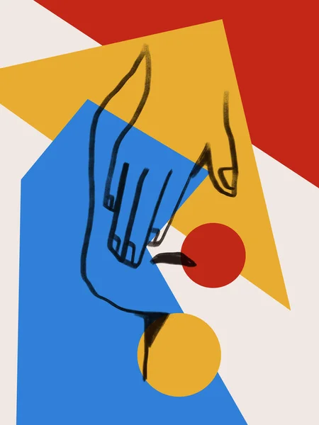 Kleurrijke Abstracte Neoplastiek Kubisme Kunst Stijl Met Vrouw Portret Lijn — Stockfoto