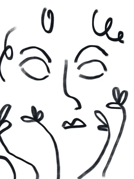 Minimale Face Line Kunst Kubismus Line Art Vibes Design Moderne — Stockfoto