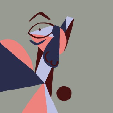 Abstract Cubism face with eye and nose. Humanism african art style with cute shapes. Element and illustration for art decoration, textile and poster. Neutral color and simplicity design.