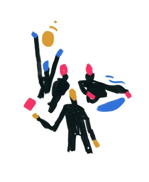 Die Menschen Organisieren Sich Mit Farbe Illustrationskonzept Teamwork — Stockfoto