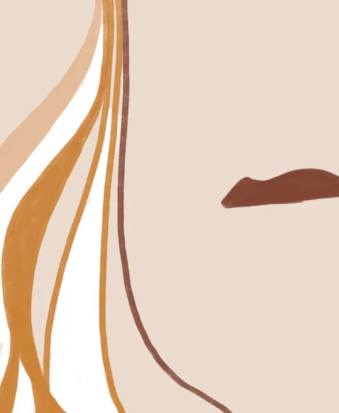 Woman Lips Close Close Minimal Line Art Draw Boho Art —  Fotos de Stock