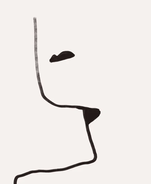 Abstract Minimalistic Aesthetic Backgrounds Female Line Art Portrait Shapes Lines — 图库照片